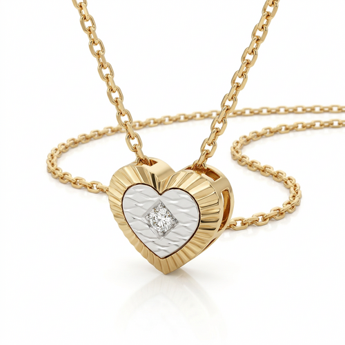 Колье "Сердце" с бриллиантом из золота 585 пробы
