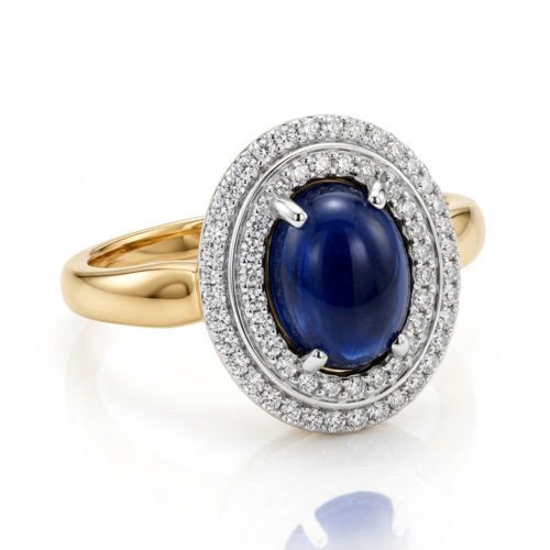 Кольцо с сапфиром и бриллиантами из золота 585 пробы