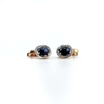 Серьги с сапфирами и бриллиантами из золота 585 пробы