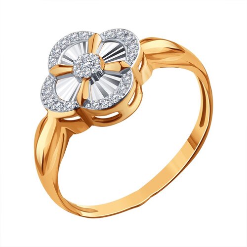 Кольцо "Цветок" с брилилантами из золота 585 пробы