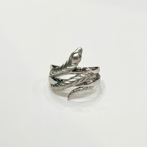 Кольцо "Змея" из белого золота 585 пробы