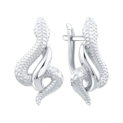 Серьги "Змеи" из белого золота 585 пробы
