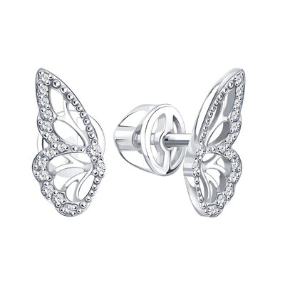Серьги "Бабочки" с бриллиантами из белого золота 585 пробы