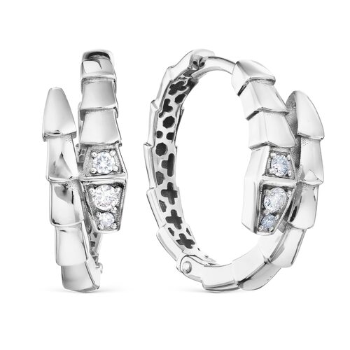 Серьги "Змеи" с бриллиантами из белого золота 585 пробы