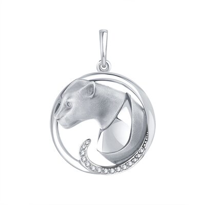 Подвеска "Пантера" с бриллиантами из белого золота 585 пробы