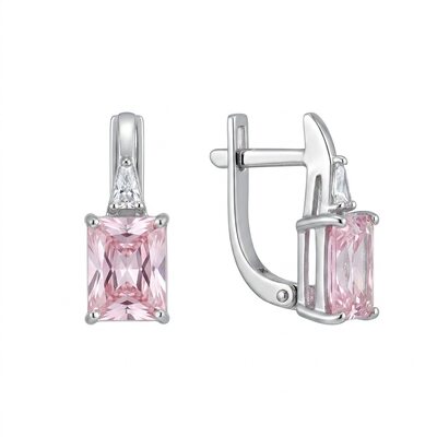 Серьги с фианитами из белого золота 585 пробы