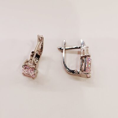 Серьги с фианитами из белого золота 585 пробы