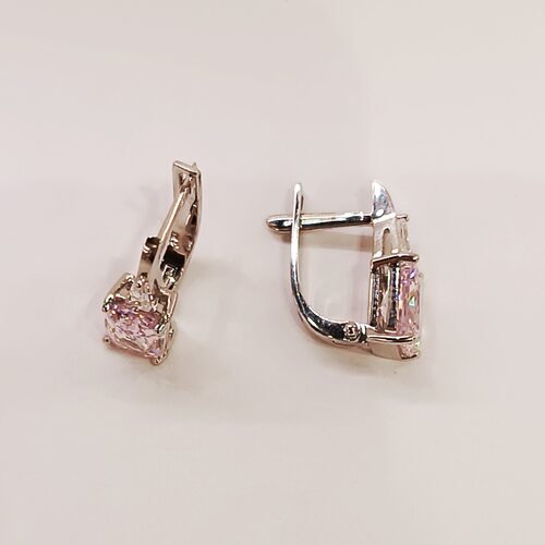 Серьги с фианитами из белого золота 585 пробы