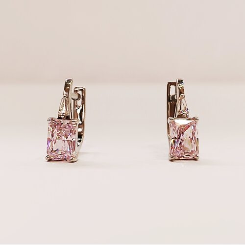 Серьги с фианитами из белого золота 585 пробы