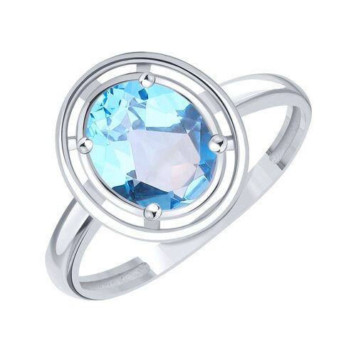 Кольцо с топазом из белого золота 585 пробы