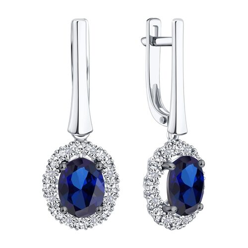 Серьги с сапфирами и бриллиантами из белого золота 585 пробы