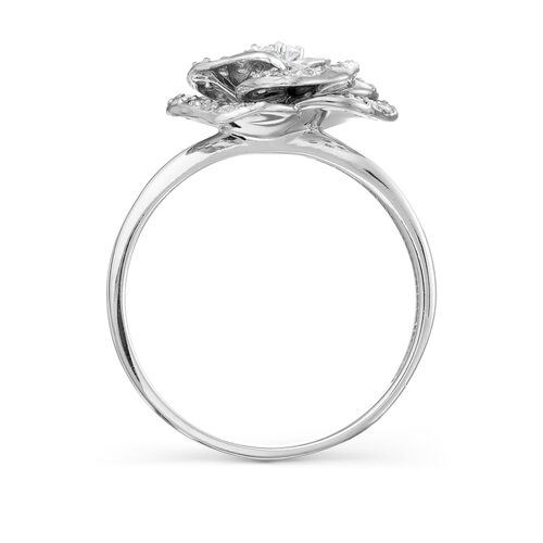 Кольцо "Роза" с бриллиантами из белого золота 585 пробы