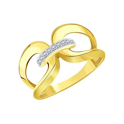 Кольцо с бриллиантами из желтого золота 585 пробы