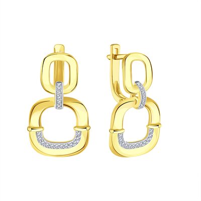 Серьги с бриллиантами из желтого золота 585 пробы