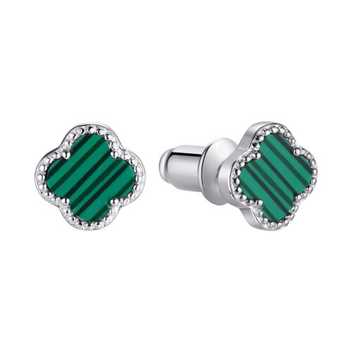 Серьги с малахитом из серебра 925 пробы