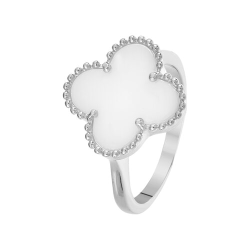 Кольцо в стиле "Alhambra" с керамикой из серебра 925 пробы