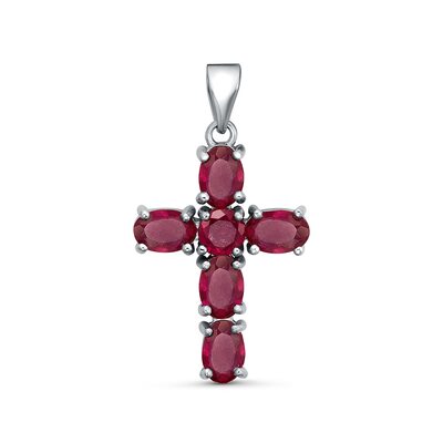Декоративный крест с корундами из серебра 925 пробы