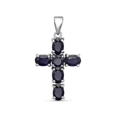 Декоративный крест с корундами из серебра 925 пробы