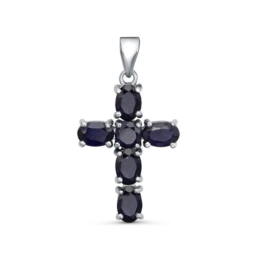 Декоративный крест с корундами из серебра 925 пробы