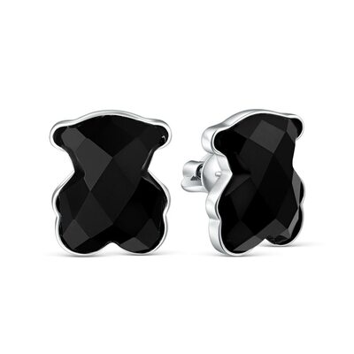 Серьги "Мишки" с агатом из серебра 925 пробы