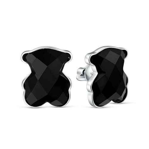 Серьги "Мишки" с агатом из серебра 925 пробы