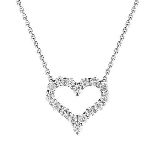 Колье "Сердце" с бриллиантами из белого золота 585 пробы