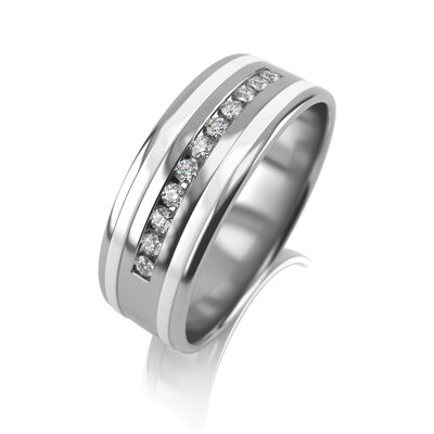 Кольцо обручальное с бриллиантами из белого золота 585 пробы