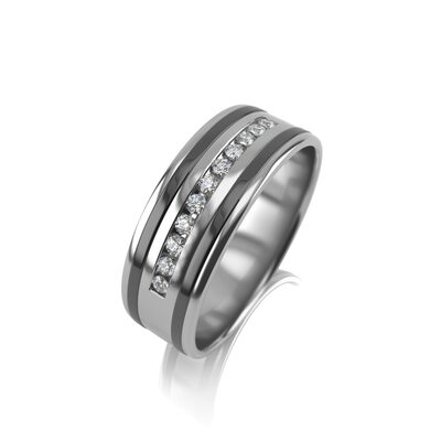 Кольцо обручальное с бриллиантами из белого золота 585 пробы