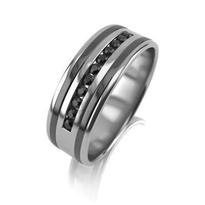 Кольцо обручальное с бриллиантами из белого золота 585 пробы