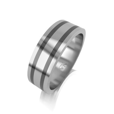 Кольцо обручальное с керамикой из серебра 925 пробы