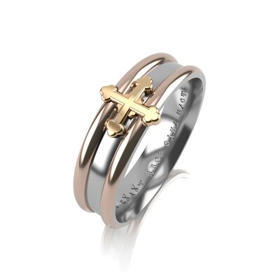 Кольцо обручальное "Крест" из золота 585 пробы