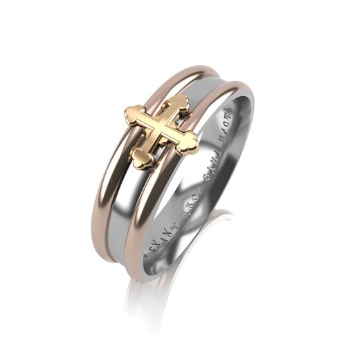 Кольцо обручальное "Крест" из золота 585 пробы арт. ВК-к16/бжк