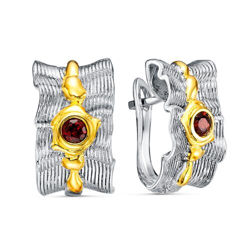 Серьги с гранатом из серебра 925 пробы