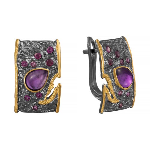 Серьги с аметистами из серебра 925 пробы