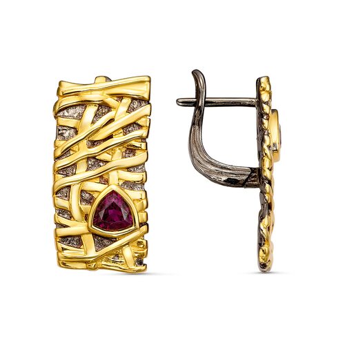 Серьги с гранатами из серебра 925 пробы