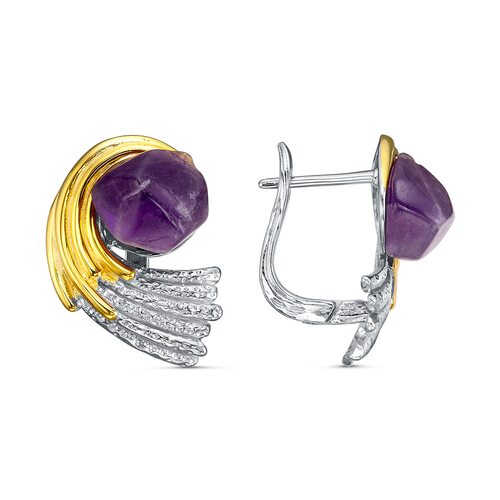 Серьги с аметистами из серебра 925 пробы