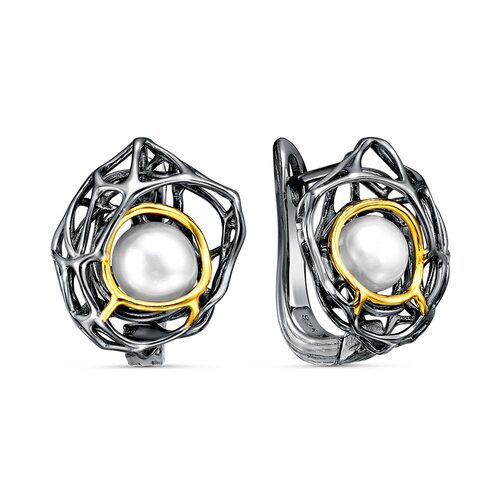 Серьги с барочным жемчугом из серебра 925 пробы с позолотой