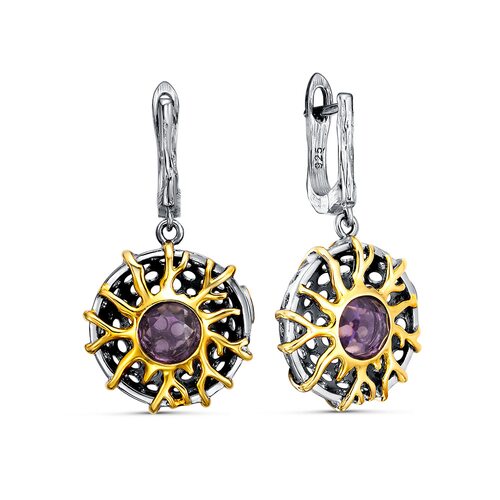 Серьги с аметистами из серебра 925 пробы