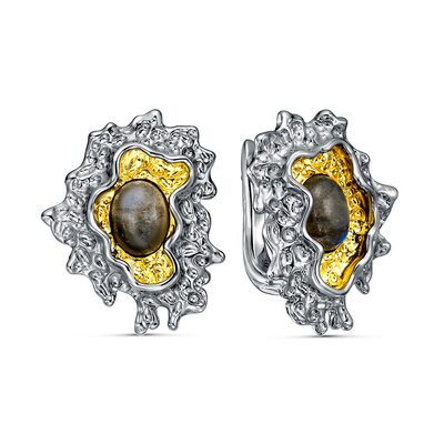 Серьги с лабрадоритом из серебра 925 пробы