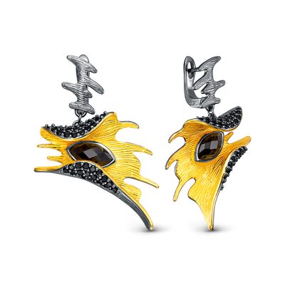 Серьги со шпинелью из серебра 925 пробы с позолотой