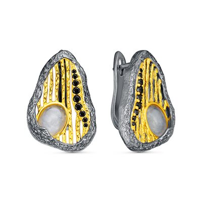 Серьги с пренитом и шпинелью из серебра 925 пробы с позолотой