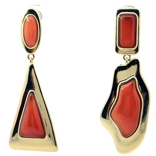 Серьги с агатом из серебра 925 пробы с позолотой