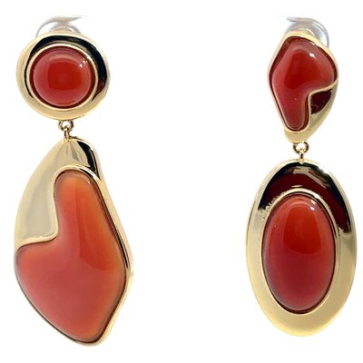 Серьги с агатом из серебра 925 пробы с позолотой