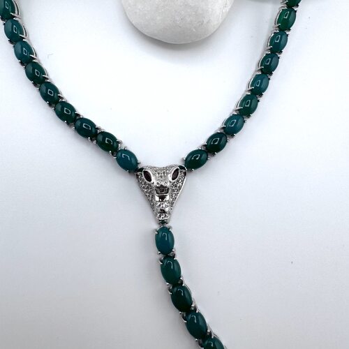 Колье с цирконом, гранатом и агатом из серебра 925 пробы