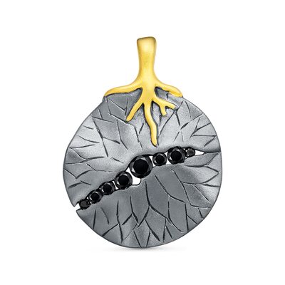 Брошь со шпинелью из серебра 925 пробы с позолотой