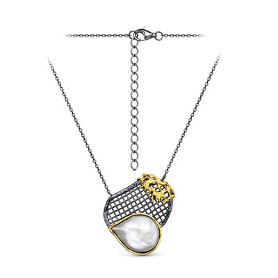 Колье с барочным жемчугом из серебра 925 пробы с позолотой