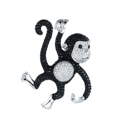 Подвеска "Обезьянка" с фианитами из серебра 925 пробы