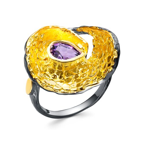 Кольцо с аметистом из серебра 925 пробы