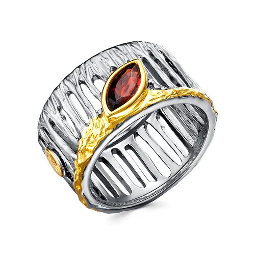 Кольцо с гранатом из серебра 925 пробы с позолотой