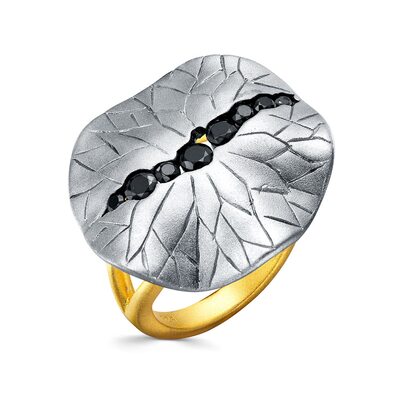 Кольцо со шпинелью из серебра 925 пробы с позолотой